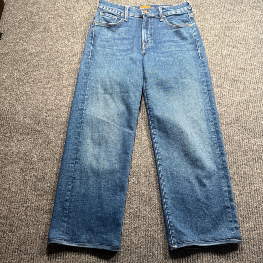 Mother Mid Rise Rambler Zip Ankle Jeans Womens 26 Blue Coastal Wash Luxury